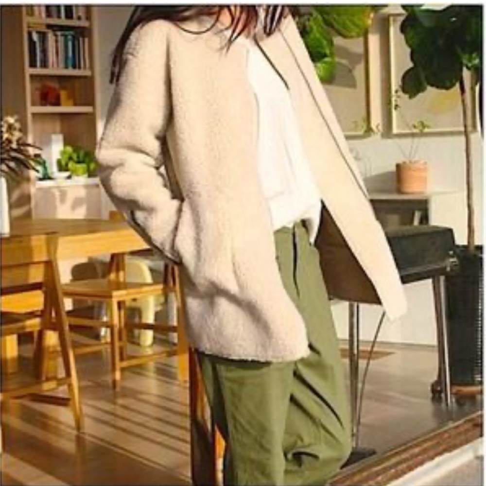 Elizabeth and James Faux Sherpa Coat Off-Set Zipper Cream Fleece Jacket … - Picture 17 of 17